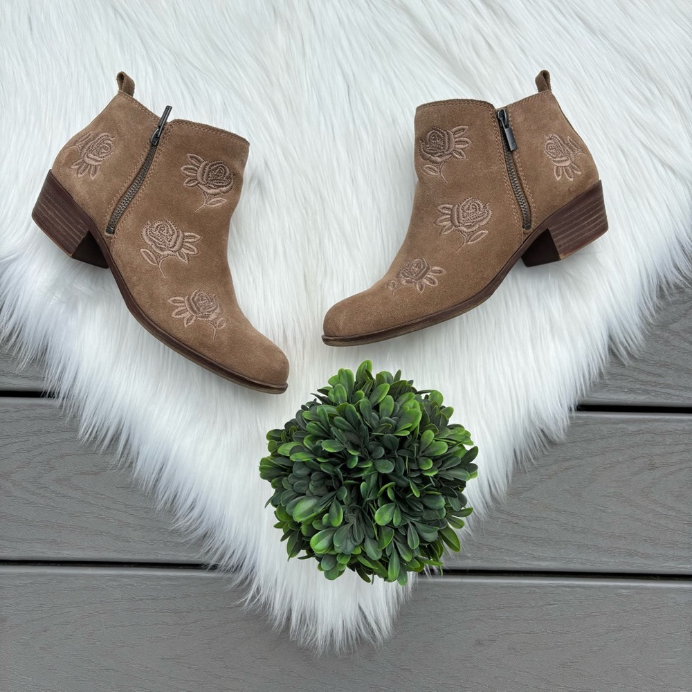 Lucky Brand Embroidered Ankle Boots - Picture 1 of 5
